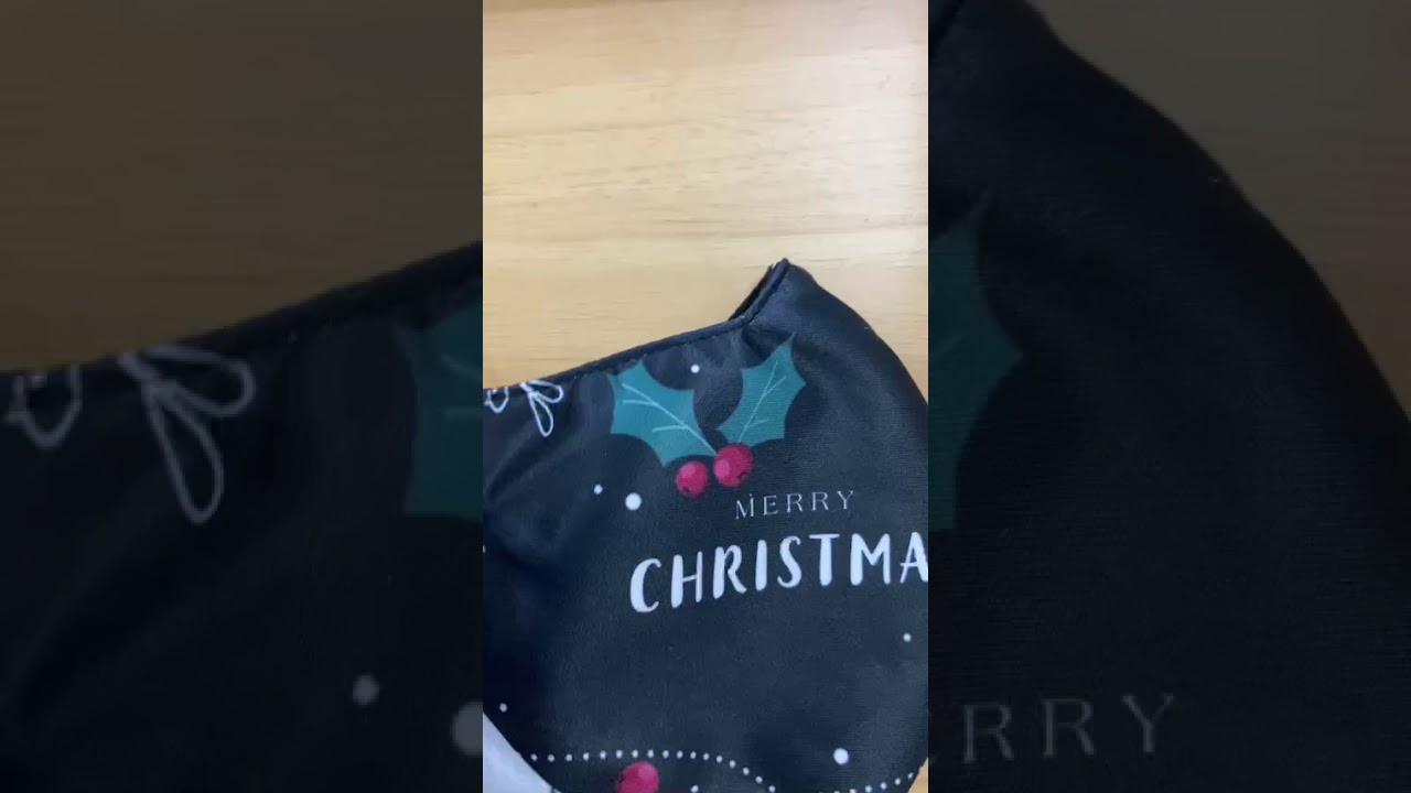Khẩu Trang Merry Christmas – Mẫu Khẩu Trang In 3D Chủ Đề Chữ Merry Christmas Trên Nền Đen. #Facemask