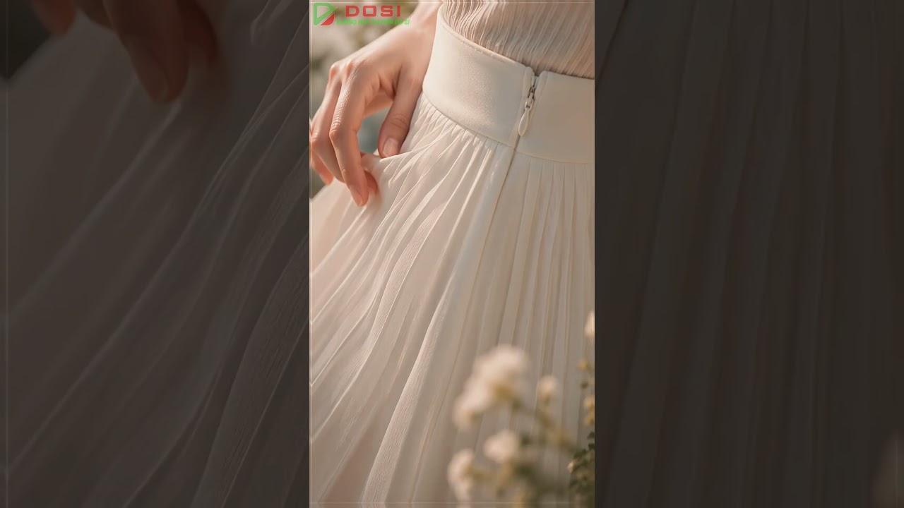 Chân Váy Xếp Ly Dáng Ngắn Nữ Màu Trắng