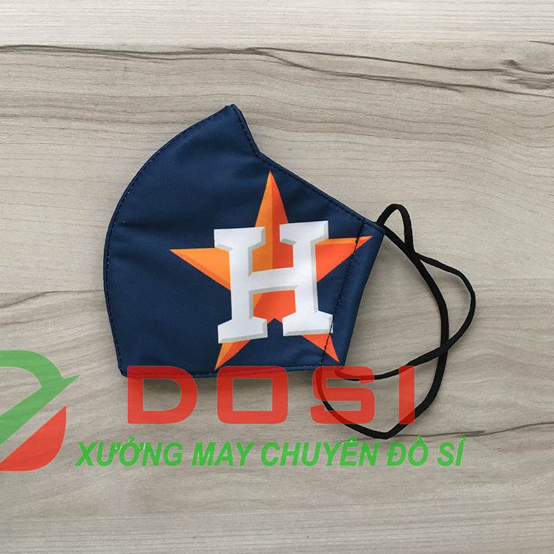 Khẩu Trang Vải In 3D - Mẫu Khẩu Trang In Logo Houston Astros Mẫu 4 | Xưởng  May Gia Công DOSI
